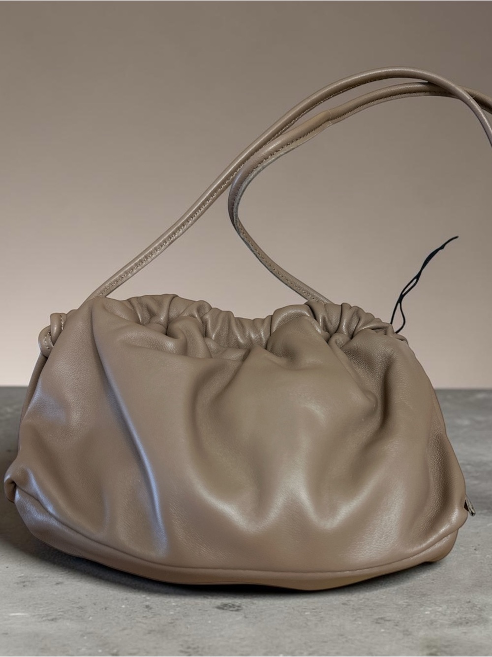 NEW!  Taupe Gathered Shoulder/clutch Bag